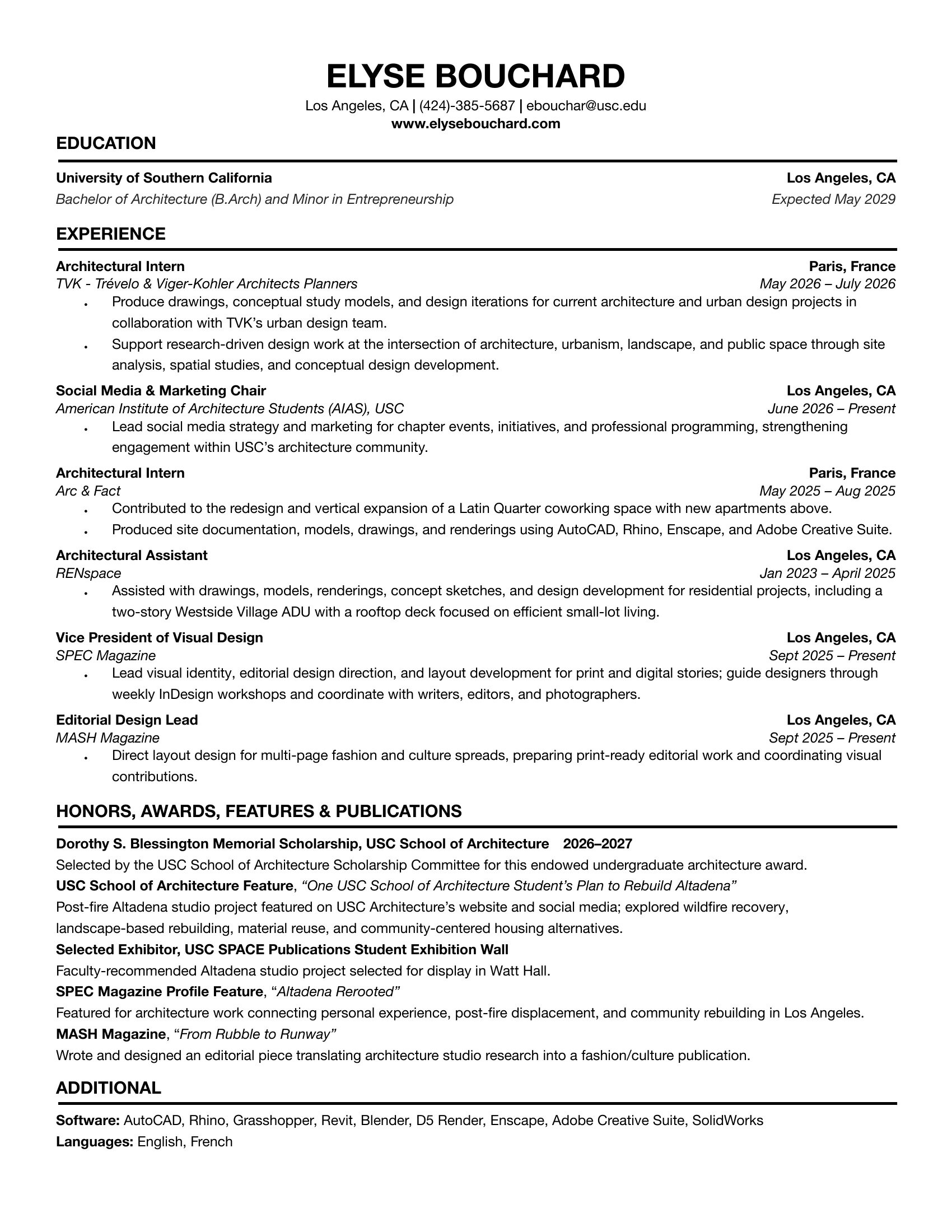 Elyse Bouchard resume
